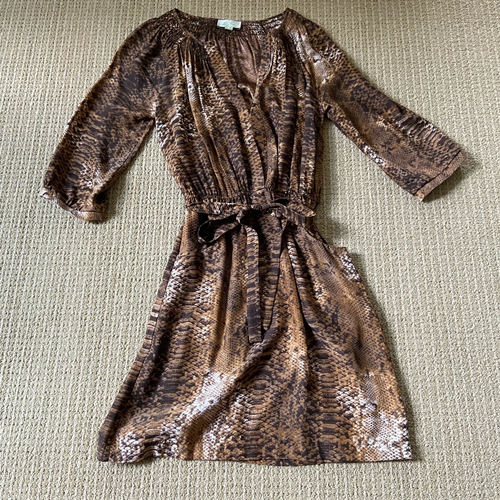 Haven Snake Print Silk Dress View 3